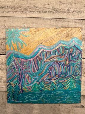 Teal & Gold Abstract Coastal Pattern Canvas Wall Art